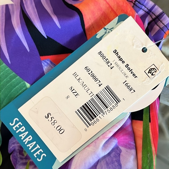 Shape Solver By Penbrooke Women’s Size 8 One Shoulder One-Piece Floral Swimsuit - Picture 6 of 9